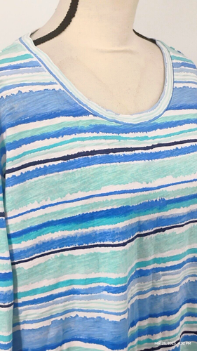 NEU ESCAPE by Habitat 100% Baumwolle 3/4 Arm T-Shirt blau gestreift Gr. XL - Bild 7 von 24