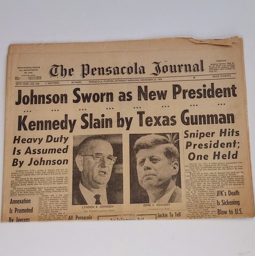 November 23, 1963 Pensacola Journal newspaper JFK John F. Kennedy Assassination  - Picture 1 of 6