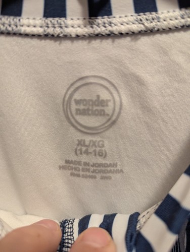 Wonder Nation Youth Girls XL (14-16) Blue Long Sleeve Full Zip Floral Swimsuit - Picture 8 of 11