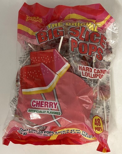 Big Slice Pops Cherry Candy Lollipops Suckers Bulk 48 Count Bag Candies Pop - Picture 1 of 6
