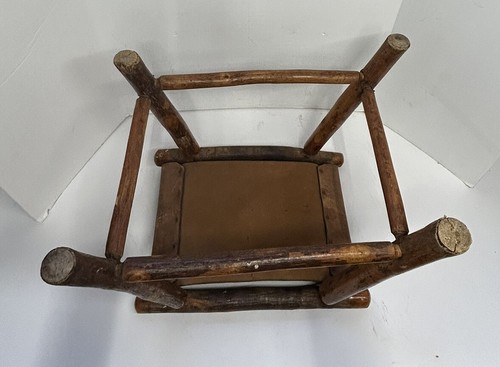 Vintage Wooden Foot Stool Leather Strapped Seat Ottoman Antique RARE - Picture 15 of 24