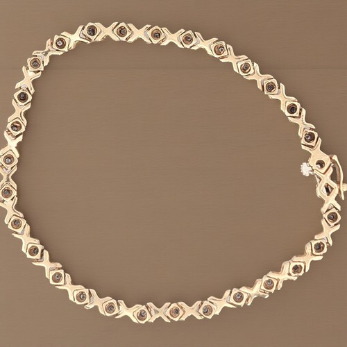 VINTAGE ESTATE SOLID 14K YELLOW GOLD NATURAL DIAMOND 7.5" TENNIS BRACELET #7922 - Picture 6 of 7