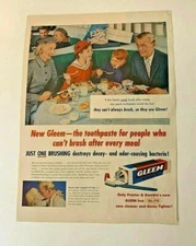 Vintage Ad Print, Gleem Toothpaste, 1956. 14 x 10