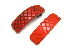 Vintage Carved Red Bakelite Dress Clips Simichrome Tested