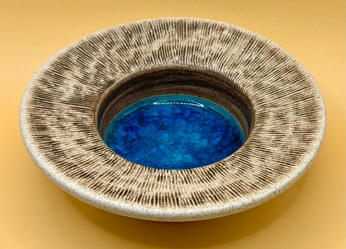 Vintage Purbeck Pottery Stoneware Bowl With Glass Centre - Picture 2 of 10
