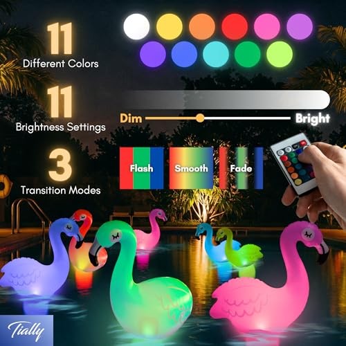 Floating Pool Lights Solar Powered - Inflatable Solar Pool Flamingo 2 Pack - Bild 7 von 7