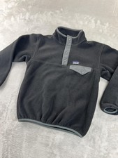 Patagonia Fleece Pullover Youth Medium Black Synchilla Snap-T Worn Wear