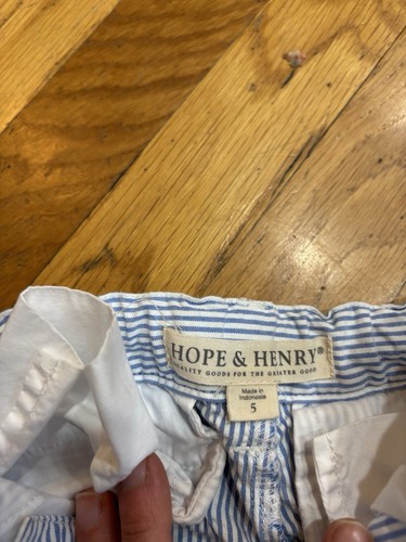 Boys 5 Hope & Henry Blue & White Striped Seersucker Pants - Picture 2 of 3