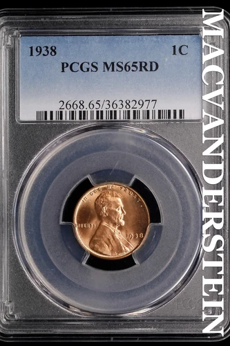 1938 Lincoln Wheat Cent-PCGS MS 65 Red Choice Gem BU No Reserve #SLL384