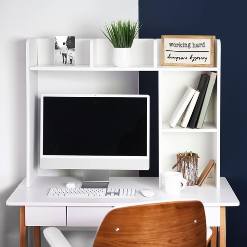 Desk Bookshelf Desktop Storage Organizer Display Shelf Rack Dorm Office WHITE - Picture 2 of 6