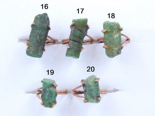 Emerald Natural Crystal Rough Wire Wrapping Copper Adjustable Ring - Picture 27 of 35