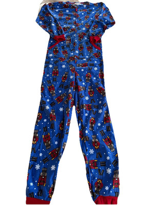 Nutcracker Soldiers Lounging One Piece Pajamas Zip Up Sz Sm-Med. New