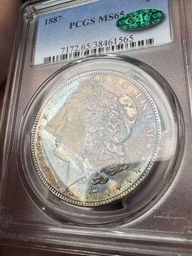 1887 P Toned Morgan $1 PCGS MS65 CAC Monster PL Obv End Roll Tape Toned Toner - Picture 3 of 4