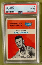 1961-62 Fleer basketball card, Hal Greer (HOF, RC), PSA grade 6 (EX/MT)