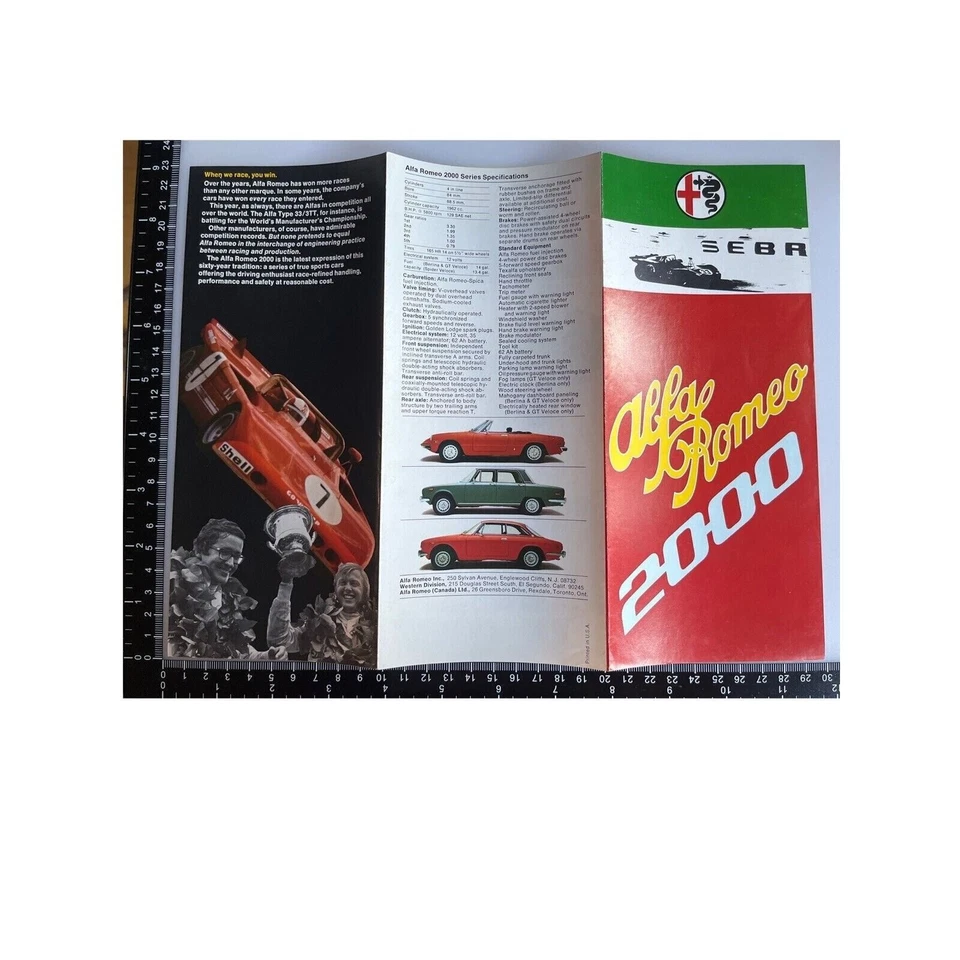 Винтаж 1972 Alfa Romeo 2000 серии рекламируемая модель брошюра и информационный бюллетень б/у в отличном состоянии - Изображение 3 из 4