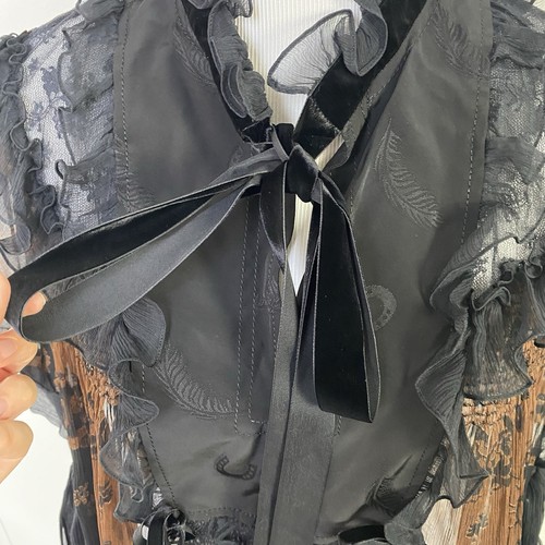COACH 100% Silk Bandana Mini Dress Black/Brown Ruffle Size 12 NWT Missing Liner - Picture 7 of 20