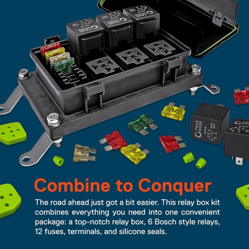 True Mods 12V DC Auto Waterproof Fuse 5-Pin Relay Box Block Kit [6 Bosch Styl... - Picture 2 of 8