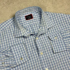 UNTUCKit Mens Large Blue White Plaid Long Sleeve Button Down Shirt 100 Cotton
