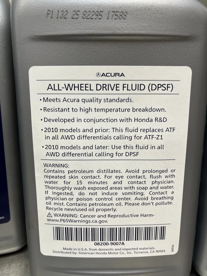 3 Qts Acura dpsf fluido 1 Qt HYPOID OIL HGO-1 GL-5 75W-85.  1 filtro de óleo Honda  - Imagem 3 de 4