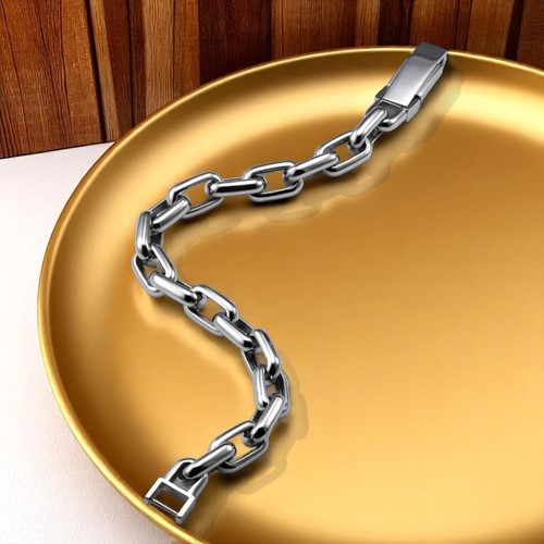 Pulsera de platino sólida PT950 longitud 21 CM para hombre estilo cable cadena ancho 5 mm - Imagen 4 de 17