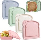 4Pcs Sandwich Containers for Lunch Boxes, Reusable beige, blue, pink, green 