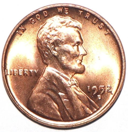 1952 D Lincoln Cent RED CHOICE BRILLIANT UNCIRCULATED (W216)