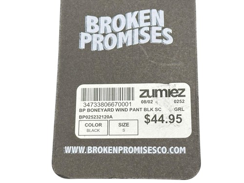 NWT Men's Broken Promises x Santa Cruz Boneyard Wind Pants Size Small Black - Picture 5 of 15