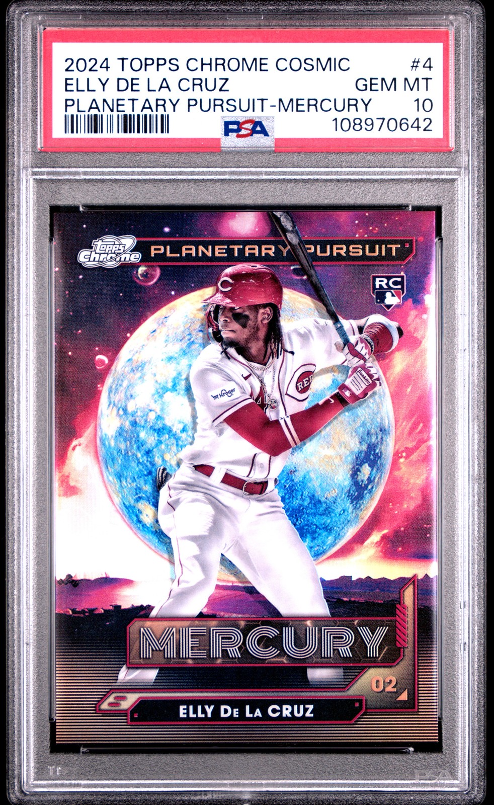 2024 TOPPS CHROME COSMIC PLANETARY PURSUIT MERCURY #4 ELLY DE LA CRUZ RC PSA 10
