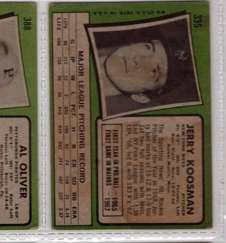 1971 Topps - Jerry Koosman #335 - Bild 2 von 2