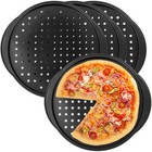  4 Pcs Perforierte Pizza -Tablett Pizzapfannen Im Kohlenstoffstahl