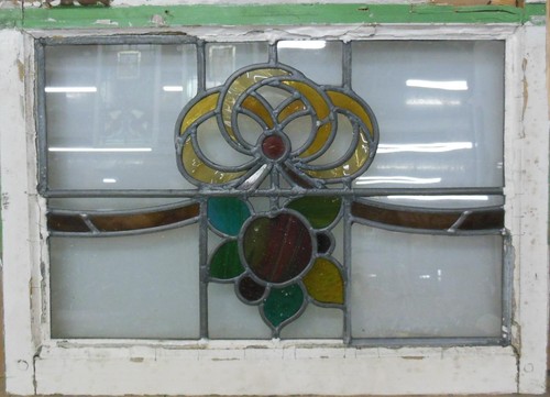 PRETTY ABSTRACT OLD ENGLISH LEADED STAINED GLASS WINDOW 24.5" X 17.5" - Picture 2 of 3