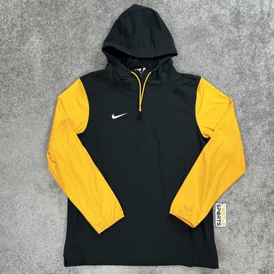 Nike Pregame Jacket Mens Medium Black Yellow Pullover 1/4