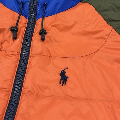 Polo Ralph Lauren Jacket Puffer Fleece Hoodie Adult Medium Rare Colorful Orange - Picture 3 of 10