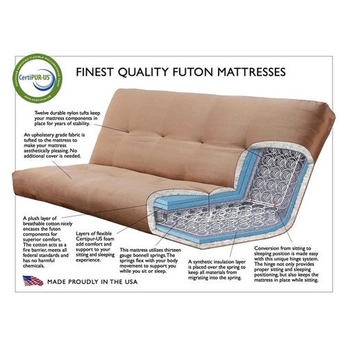 Kodiak Furniture Westport Full Wood Futon Set w/ Woodsmoke Brown Mattress - Picture 13 of 14