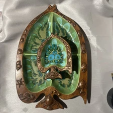 Vintage Treasure Craft Ceramic Fish Shaped Divided Platter and Bowl