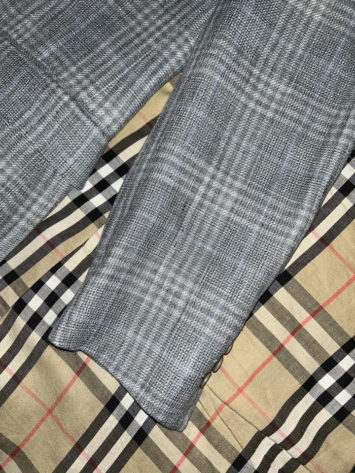 Blazer Canali Kei 52 Para Hombre 42R Gris Cuadros Dos Botones Abrigo Deportivo Lino Lana Italia Foto 4 de 4