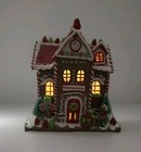 9” Lighted Gingerbread Train Station Peppermint Gumdrop Valerie Parr Hill New