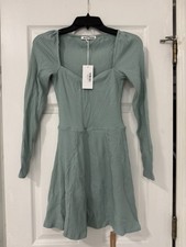 NWT REFORMATION blue green Teal Bruno dress Long Sleeve fit Mini Dress small S