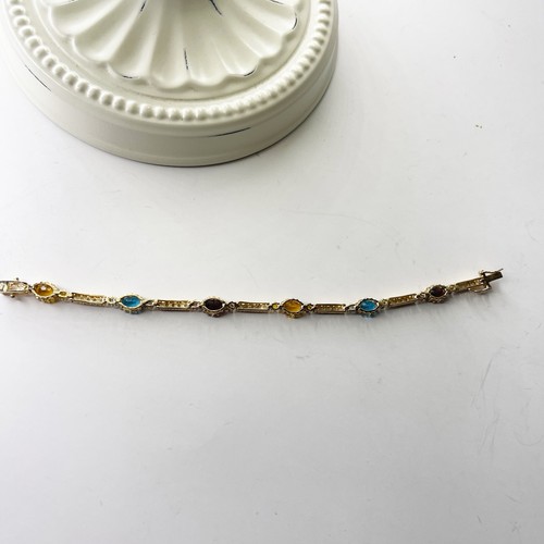 Pulsera Tenis Vintage Oro Vermeil .925 DL Multicolor Piedras Preciosas Topacio Granate - Imagen 14 de 24