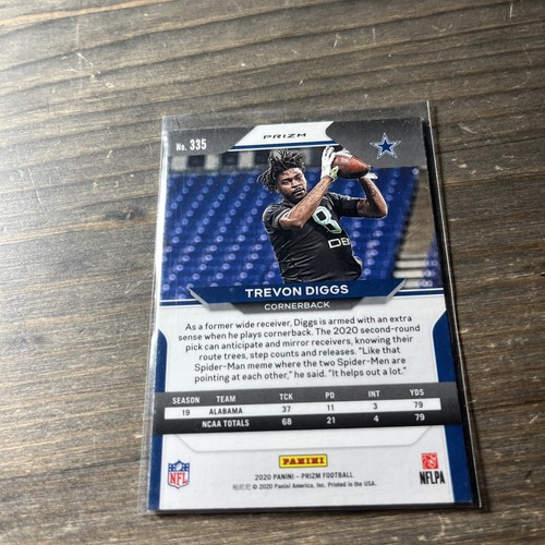 2020 Panini Prizm - Rookie Trevon Diggs #335 Lazer Prizm (RC) - Picture 3 of 4