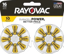 Rayovac Size 10 Hearing Aid Batteries 16 Pack - NEW