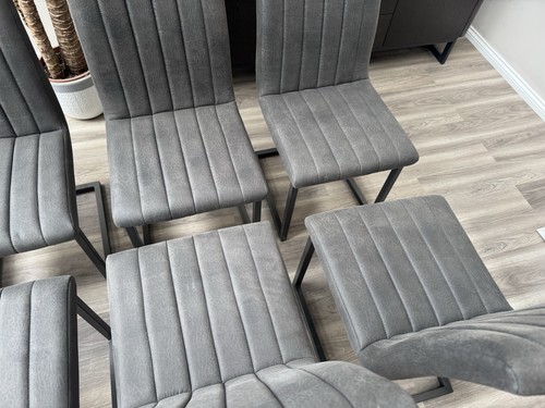 Stunning Furniture Village Set Of 8 Moon Charcoal Faux Leather Dining Chairs - Picture 3 of 18