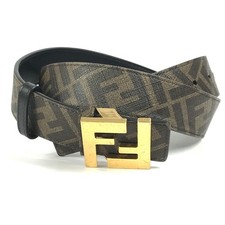 FENDI Zucca logo Belt for bottoms belt Leather Brown/Black