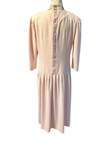 Vintage Lanz Originals Dress Sz 10 Pink White Cottagecore Linen Blend Milkmaid - Picture 18 of 23