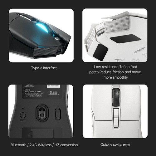 Motospeed Darmoshark N3 Wireless BT 3 Mode Gaming Esports Mouse 26000DPI GWEU - Afbeelding 9 van 9
