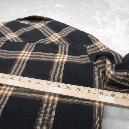 Empyre Flannel Jacket Men Medium Brown Plaid Sherpa Lined Button Thick Heavy - Picture 9 of 11