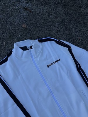 Palm Angels Men's White Striped Tracksuit Set Jacket & Pants Zip