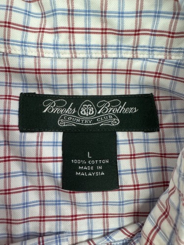 Camisa Brooks Brothers Country Club manga larga con botones para hombre talla L roja azul - Imagen 5 de 6