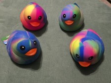 Sunny Days Jumbo Squeezy Duck Tie-Dye Squishy Stress Relief Toy New LOT OF 4