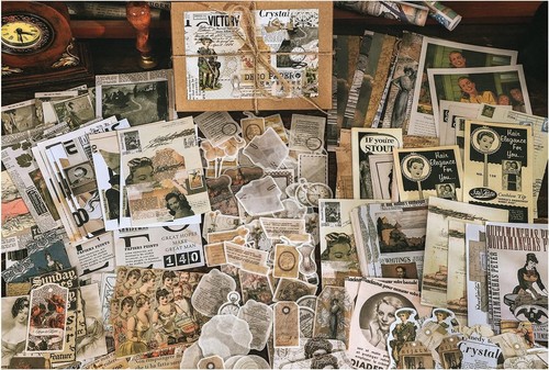 Knaid 200 Stück Vintage Ephemera Paket Decoupage Papier groß, Retro Style - Bild 5 von 8